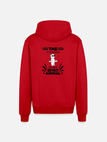 Polar Bear Polar Bear Bear - Organic Relaxed Hooded Jacket Made in EU - red