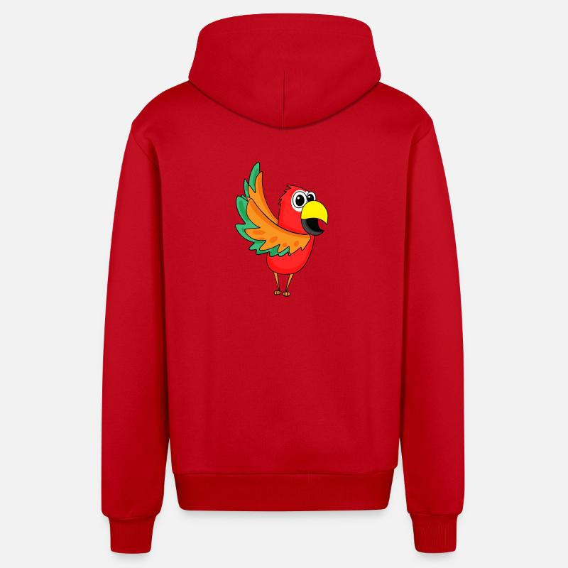 Parrot Jungle - Organic Relaxed Hooded Jacket Made in EU - red