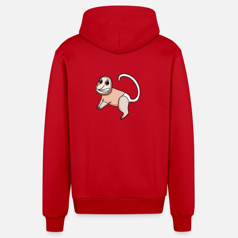 Proboscis Singe Singe Singe - Veste à capuche bio décontractée fabriquée en UE - rouge