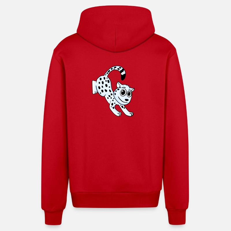 Léopard des neiges Léopard - Veste à capuche bio décontractée fabriquée en UE - rouge
