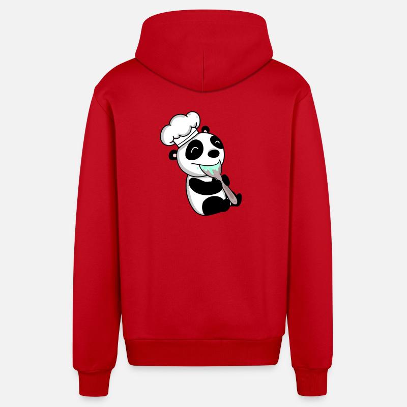 Panda Chef Mignon - Veste à capuche bio décontractée fabriquée en UE - rouge