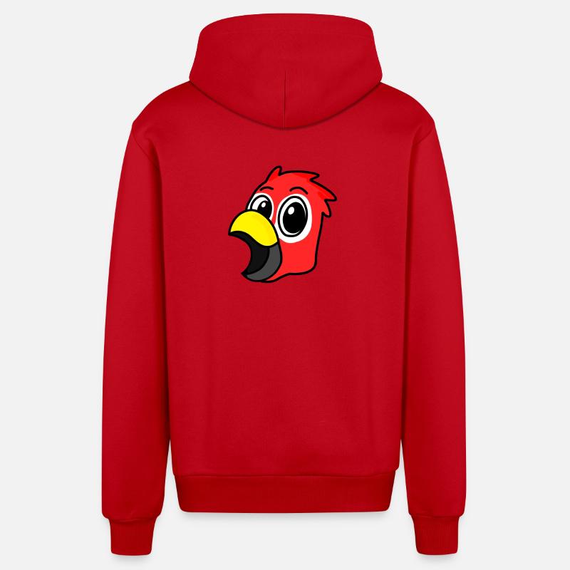 Oiseau à tête de perroquet - Veste à capuche bio décontractée fabriquée en UE - rouge