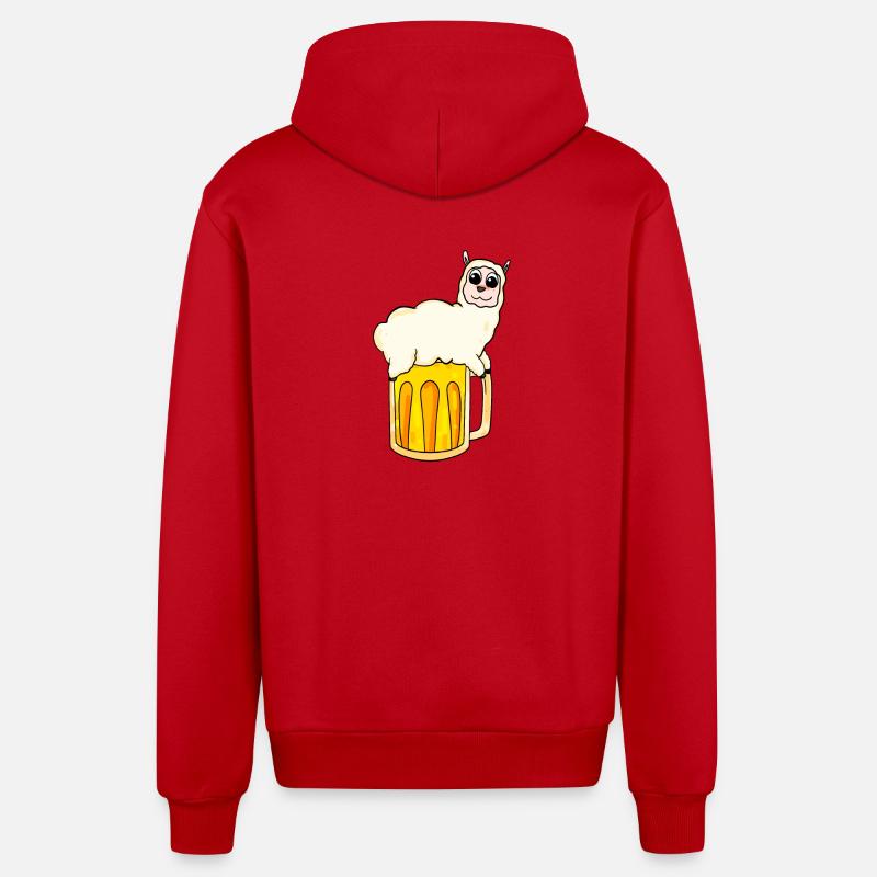 Bière drôle d’animal alpaga - Veste à capuche bio décontractée fabriquée en UE - rouge