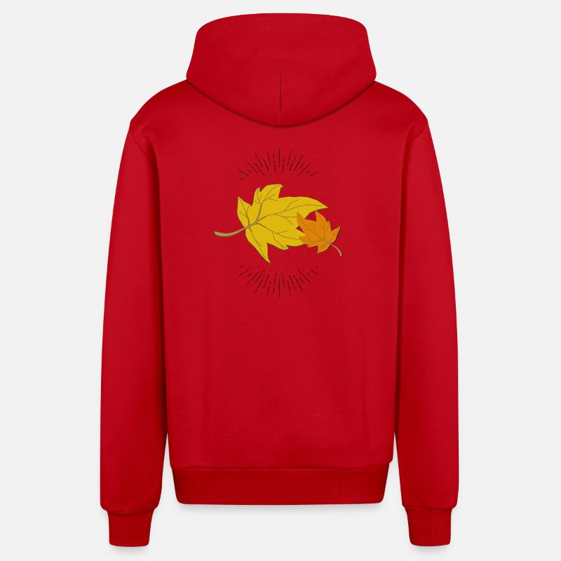 Herbstblatt mit Strahlen - Organic Relaxed Kapuzenjacke Made in EU - Rot