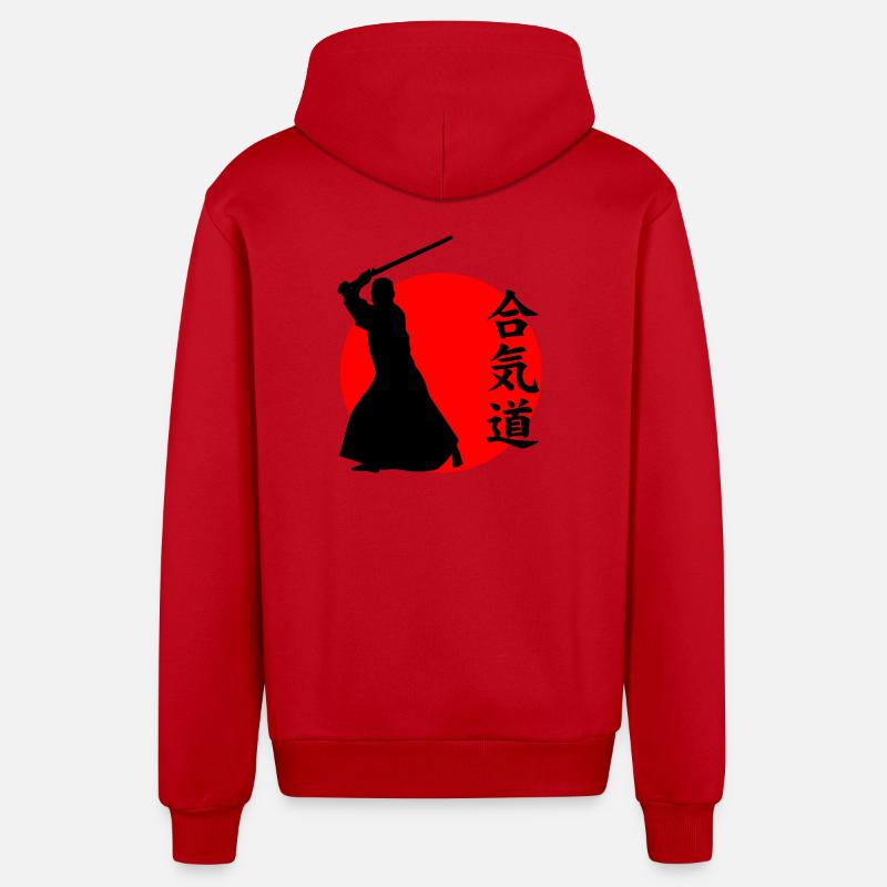 Aikido - Organic Relaxed Hooded Jacket Made in EU - red