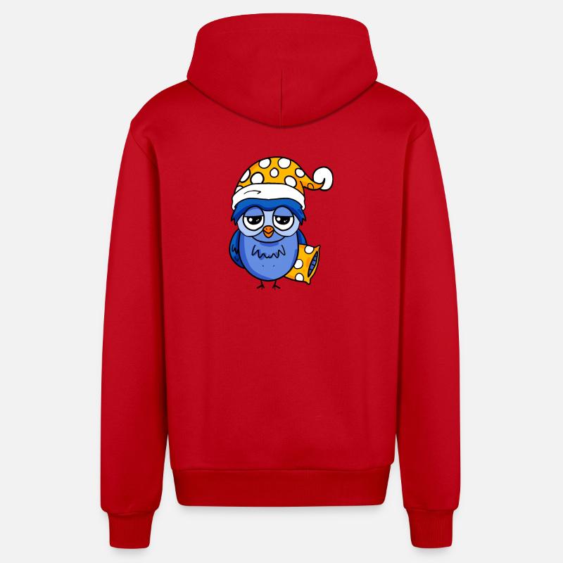 Schläfrige Eule - Organic Relaxed Kapuzenjacke Made in EU - Rot