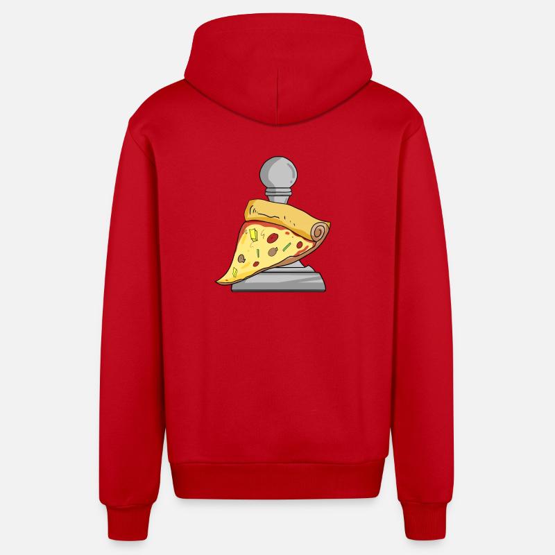 Échecs et pizza - Veste à capuche bio décontractée fabriquée en UE - rouge