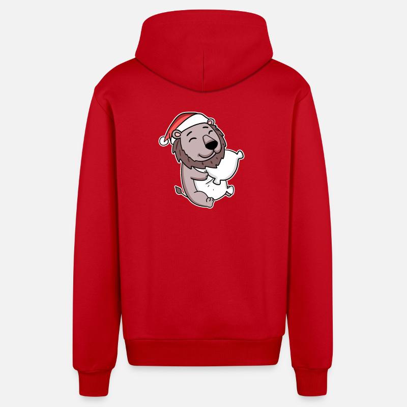 Lion Noël Sommeil Sommeil Sommeil - Veste à capuche bio décontractée fabriquée en UE - rouge