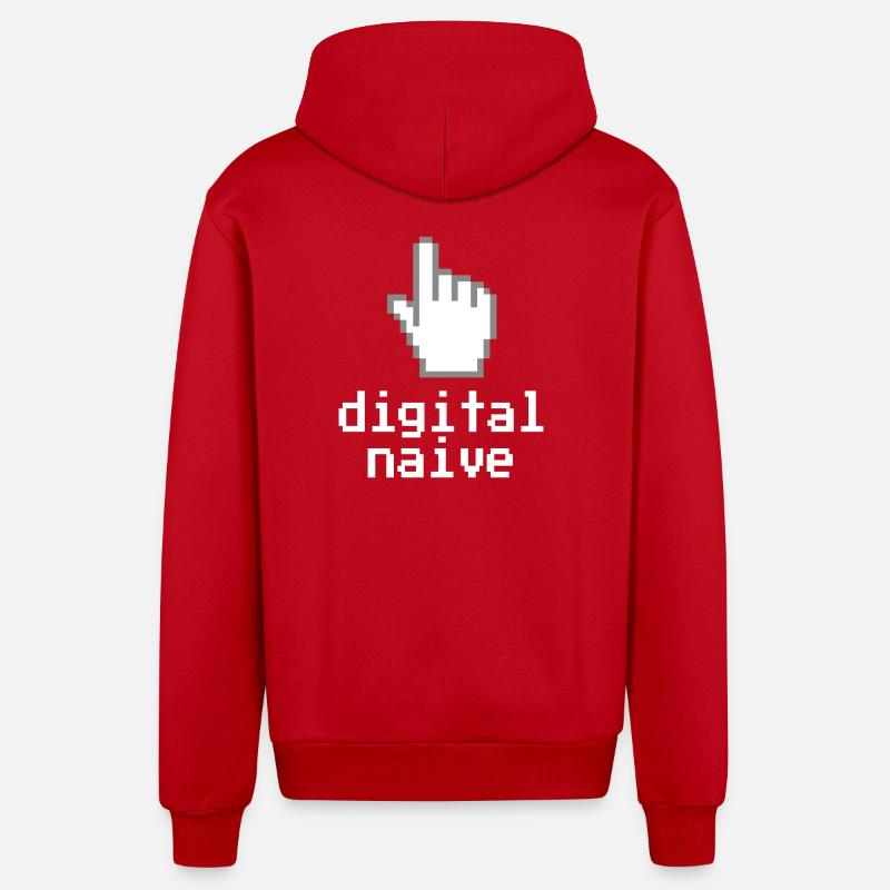 Naïf numériquement - Veste à capuche bio décontractée fabriquée en UE - rouge