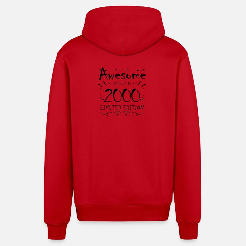 2000 - Millésime 2000 - Fantastique depuis 2000 - Veste à capuche bio décontractée fabriquée en UE - rouge