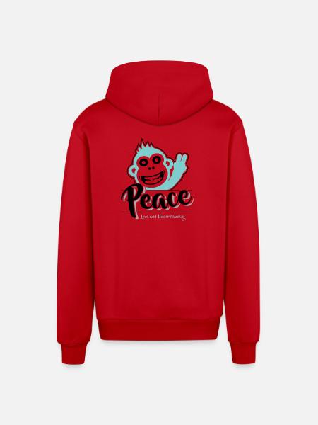 Peace love and understanding - Organic Relaxed Hooded Jacket Made in EU - red