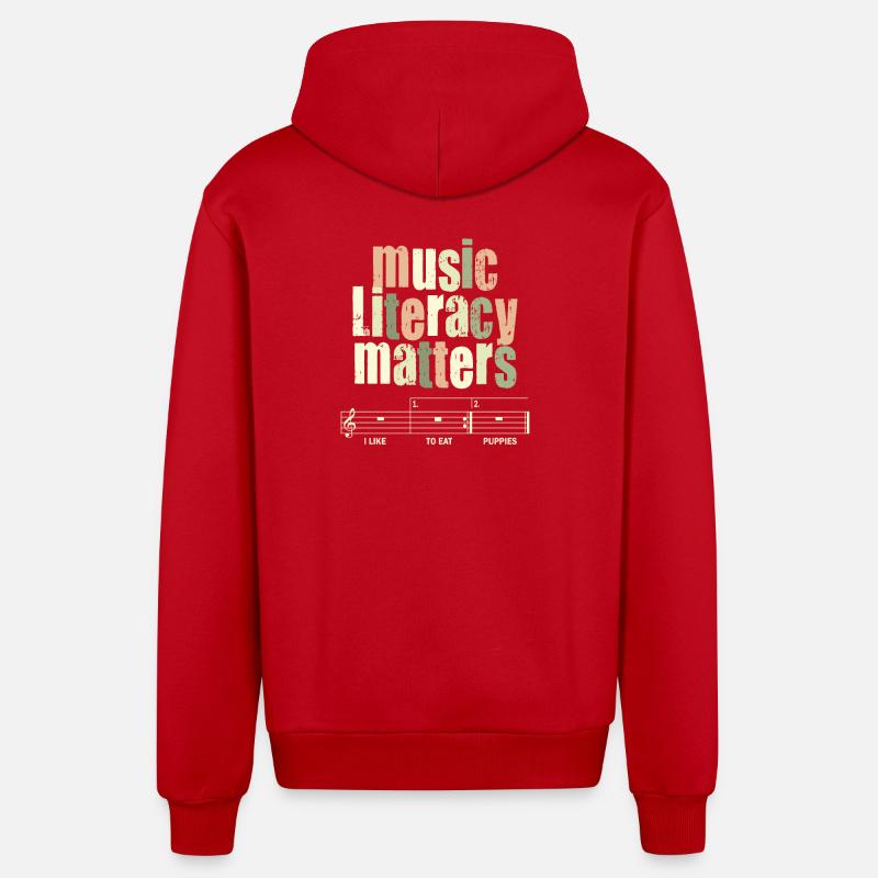 La littératie musicale, ça compte - Veste à capuche bio décontractée fabriquée en UE - rouge