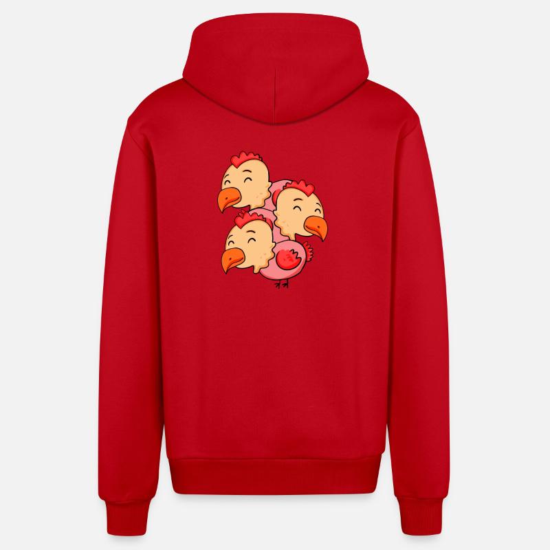 Poulets mignons - Poulet - Veste à capuche bio décontractée fabriquée en UE - rouge