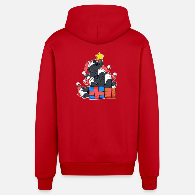 Mouffettes de sapin de Noël - Veste à capuche bio décontractée fabriquée en UE - rouge