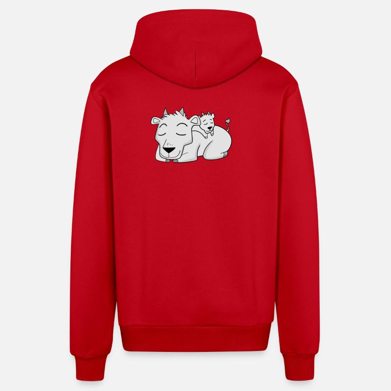 Chèvre avec bébé chèvre - Famille - Veste à capuche bio décontractée fabriquée en UE - rouge
