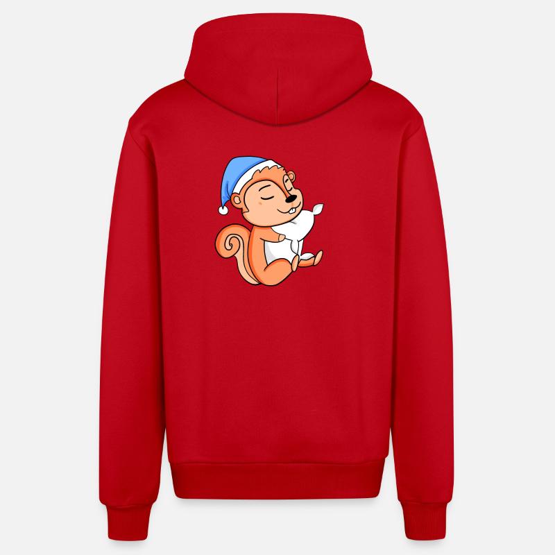 Écureuil - Veste à capuche bio décontractée fabriquée en UE - rouge