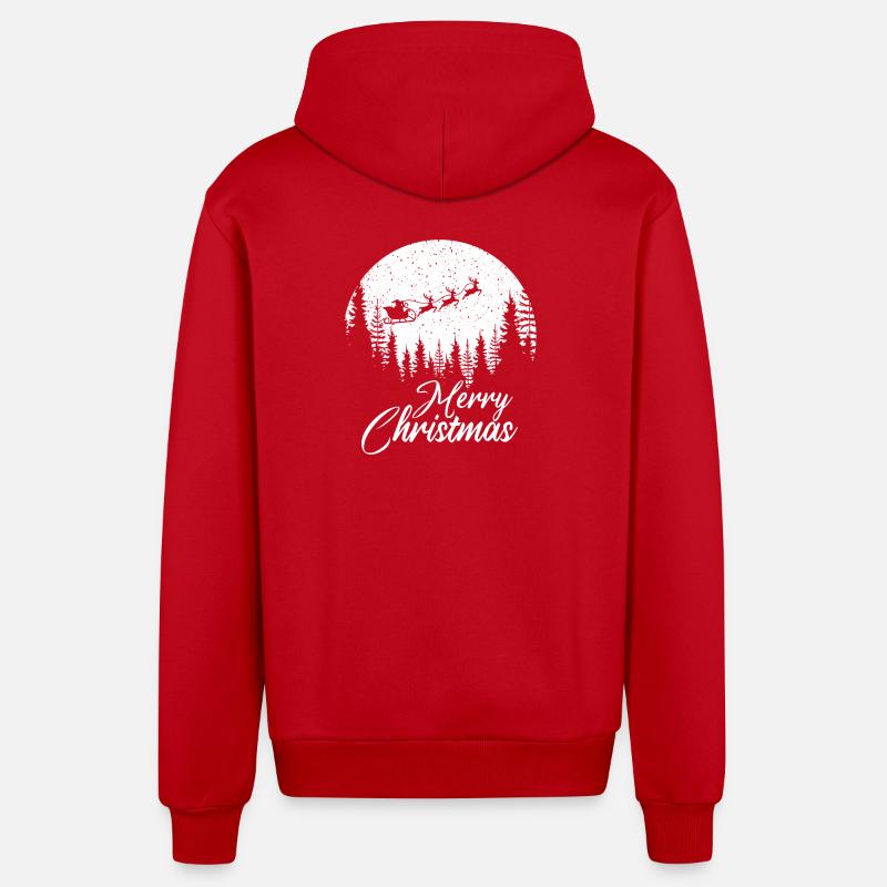 Chemise de Noël - Joyeux Noël - Veste à capuche bio décontractée fabriquée en UE - rouge