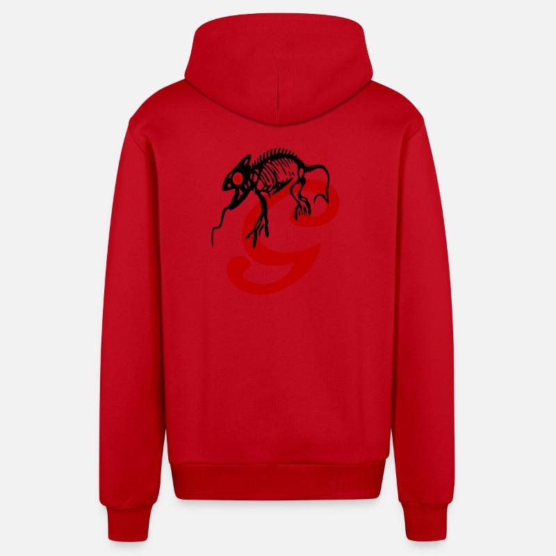 Gecko, Eidechse, Initiale - Organic Relaxed Kapuzenjacke Made in EU - Rot