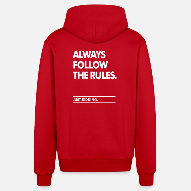 Suivez les règles - Veste à capuche bio décontractée fabriquée en UE - rouge