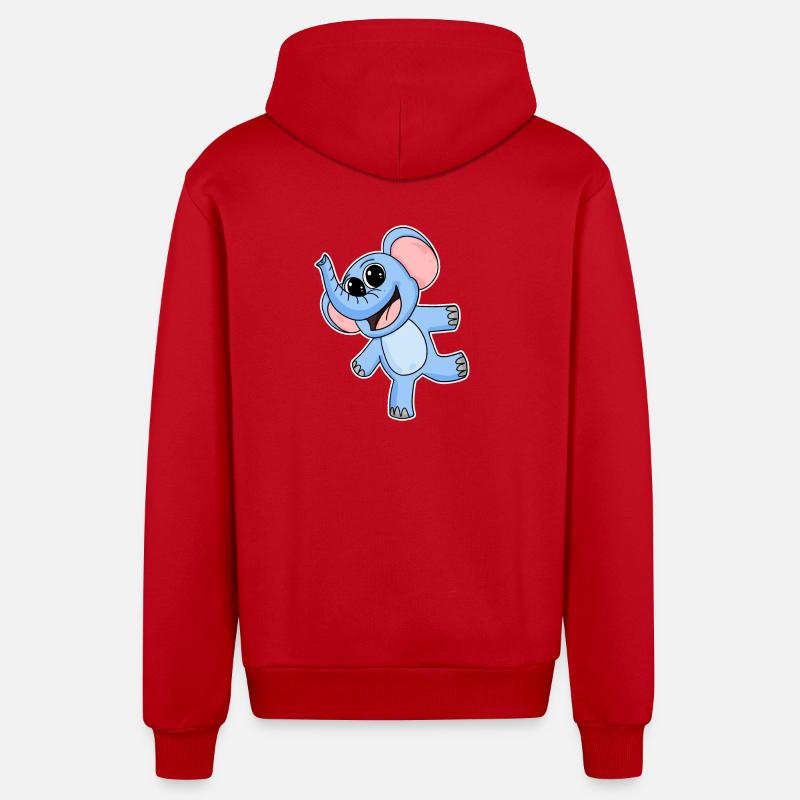 Éléphant - Veste à capuche bio décontractée fabriquée en UE - rouge