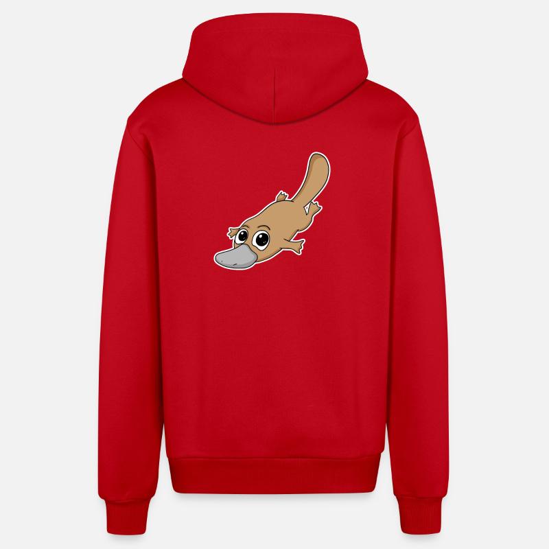 Ornithorynque - Veste à capuche bio décontractée fabriquée en UE - rouge
