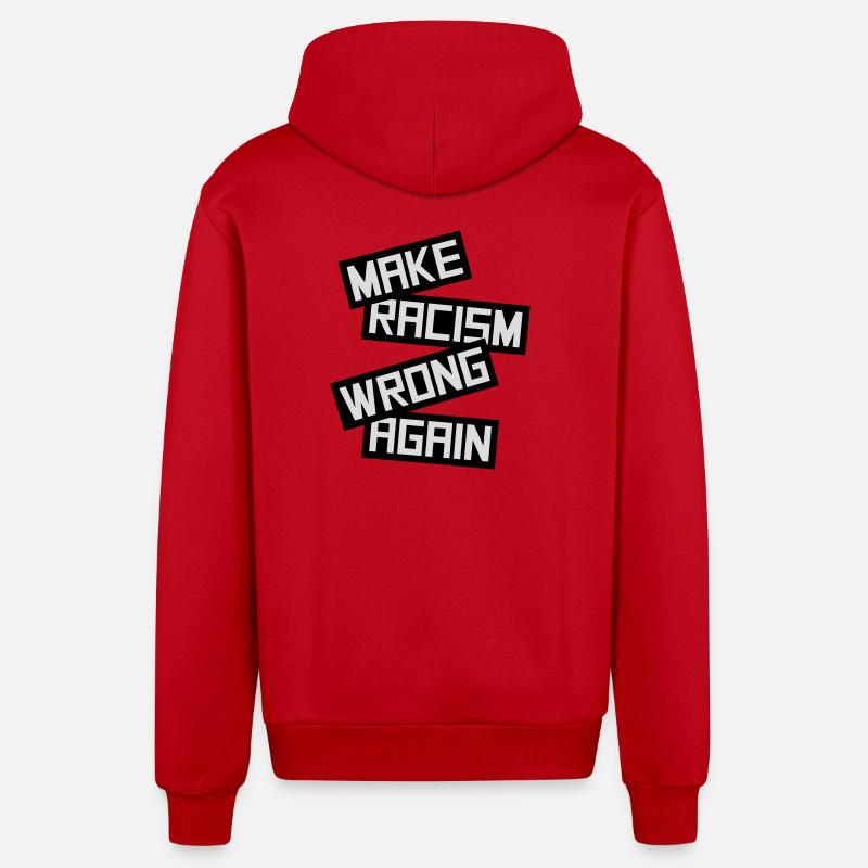 Rendre le racisme répréhensible - Veste à capuche bio décontractée fabriquée en UE - rouge