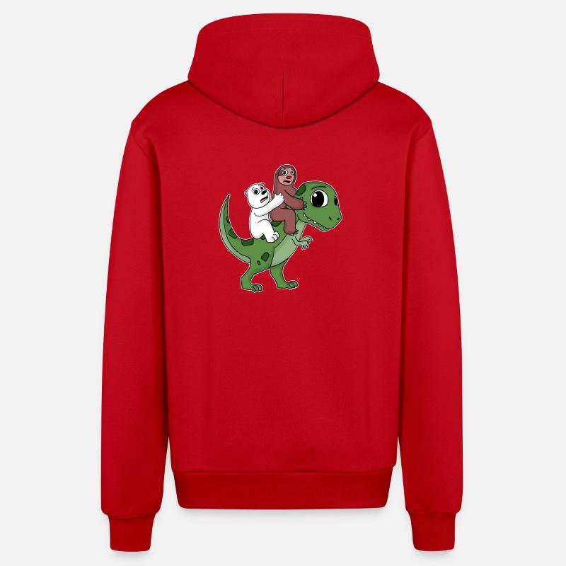 Dinosaure Dino Sloth Bear - Veste à capuche bio décontractée fabriquée en UE - rouge