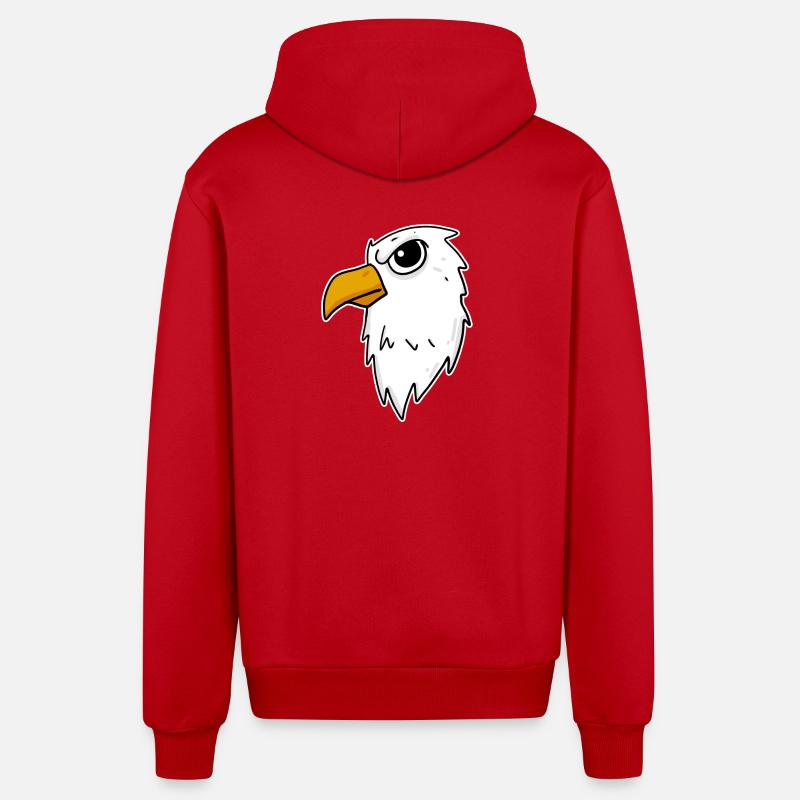 Tête d’aigle - Veste à capuche bio décontractée fabriquée en UE - rouge