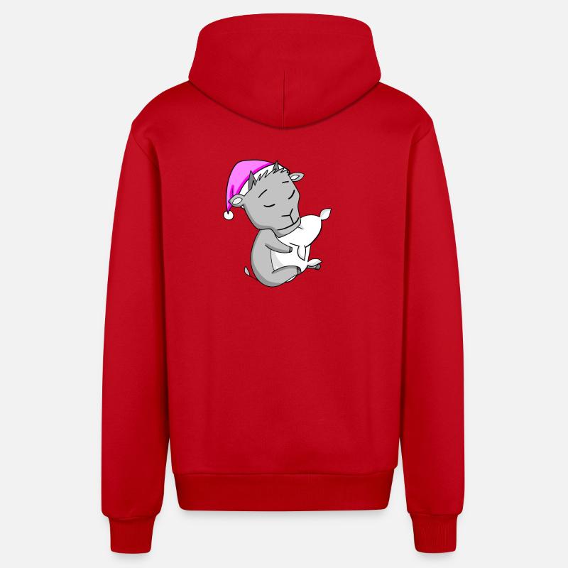Chèvre - Veste à capuche bio décontractée fabriquée en UE - rouge