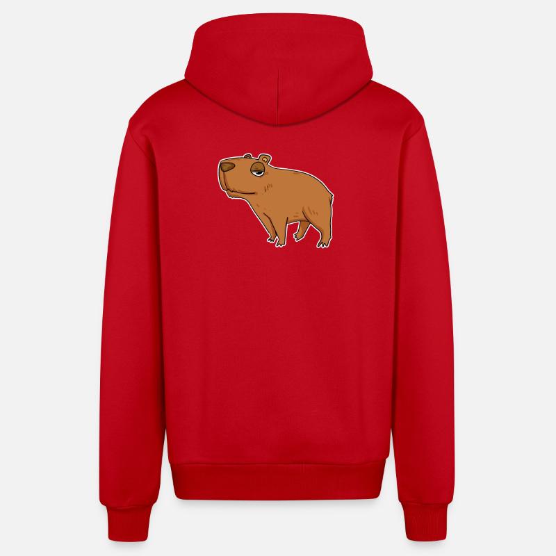 Capybara Capybara Cadeau - Veste à capuche bio décontractée fabriquée en UE - rouge