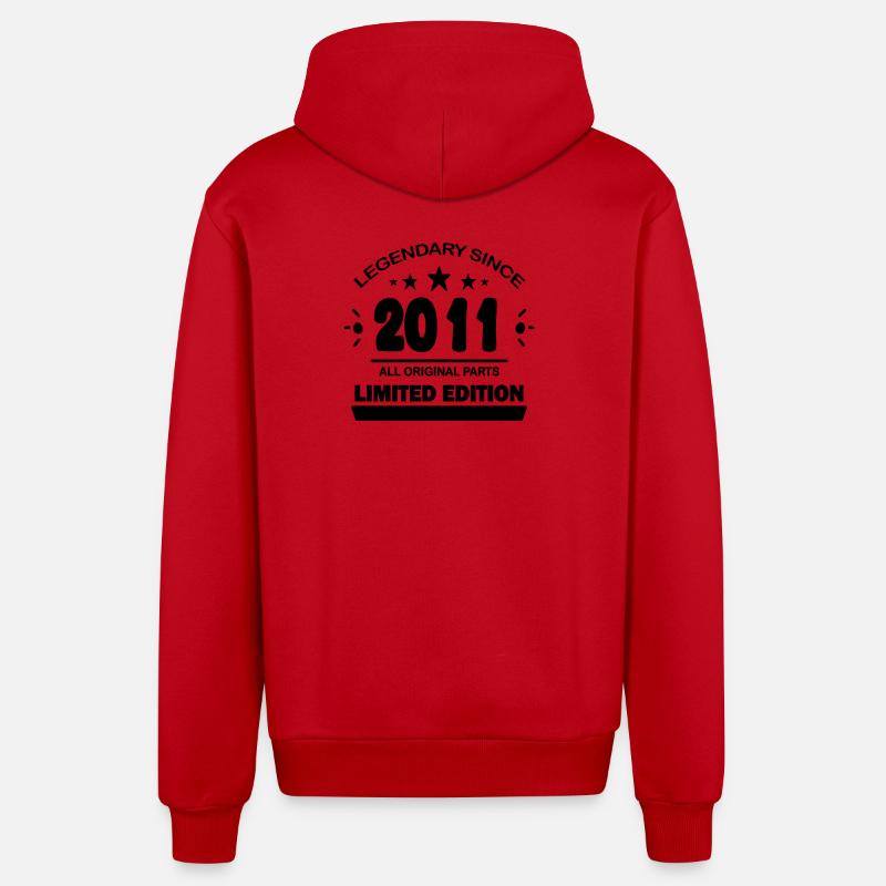 2011 - Veste à capuche bio décontractée fabriquée en UE - rouge