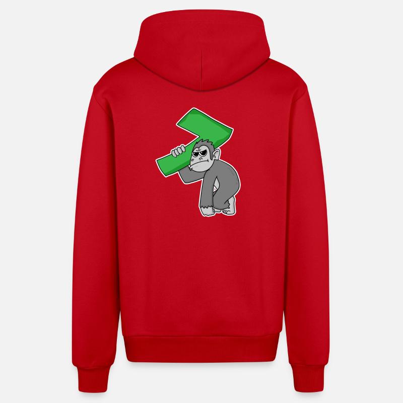 7 ans - 7e anniversaire - Veste à capuche bio décontractée fabriquée en UE - rouge