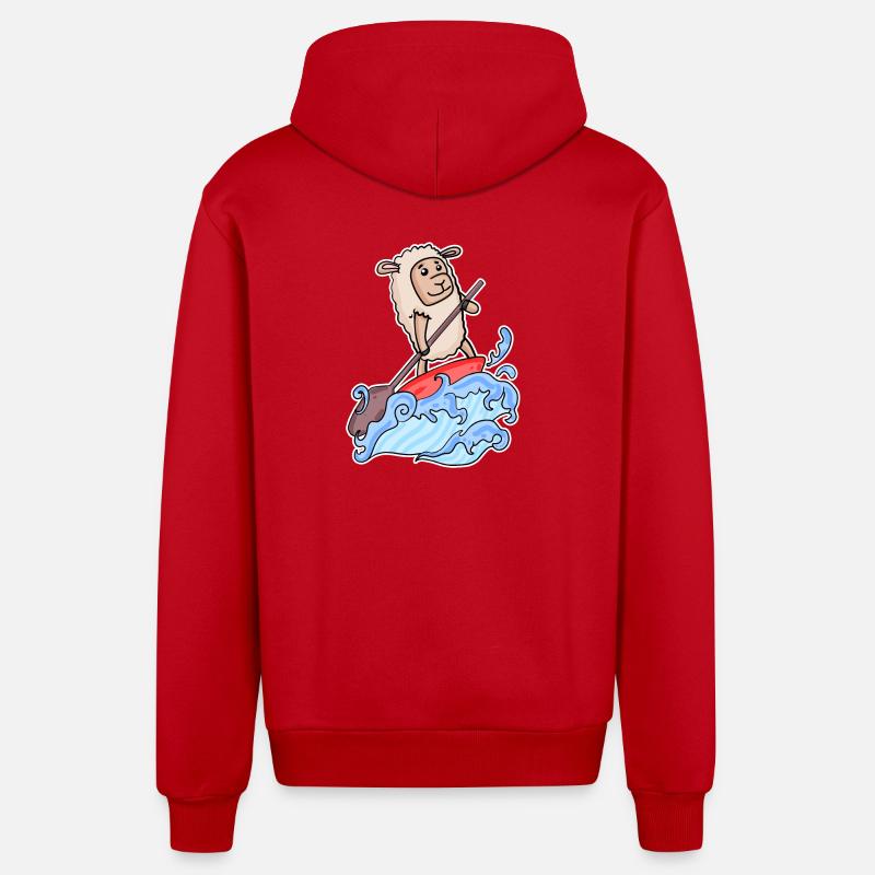 Stand Up Paddle Sheep - Veste à capuche bio décontractée fabriquée en UE - rouge
