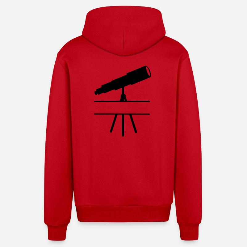 Teleskop-Schattenbild mit Leerzeichen oder Balken - Organic Relaxed Kapuzenjacke Made in EU - Rot