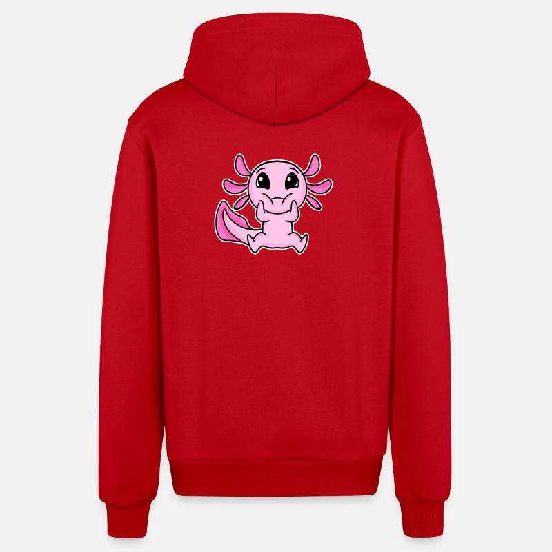Motif Axolotl mignon - Veste à capuche bio décontractée fabriquée en UE - rouge
