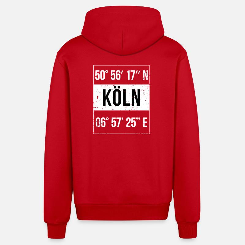 Coordonnées Cologne - Veste à capuche bio décontractée fabriquée en UE - rouge