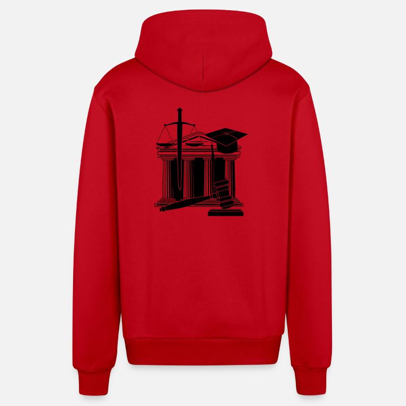 Logo de la Cour - Veste à capuche bio décontractée fabriquée en UE - rouge