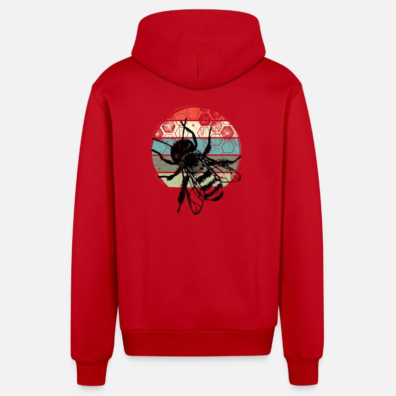 Retro Mosquito Circle - Organic Relaxed Kapuzenjacke Made in EU - Rot