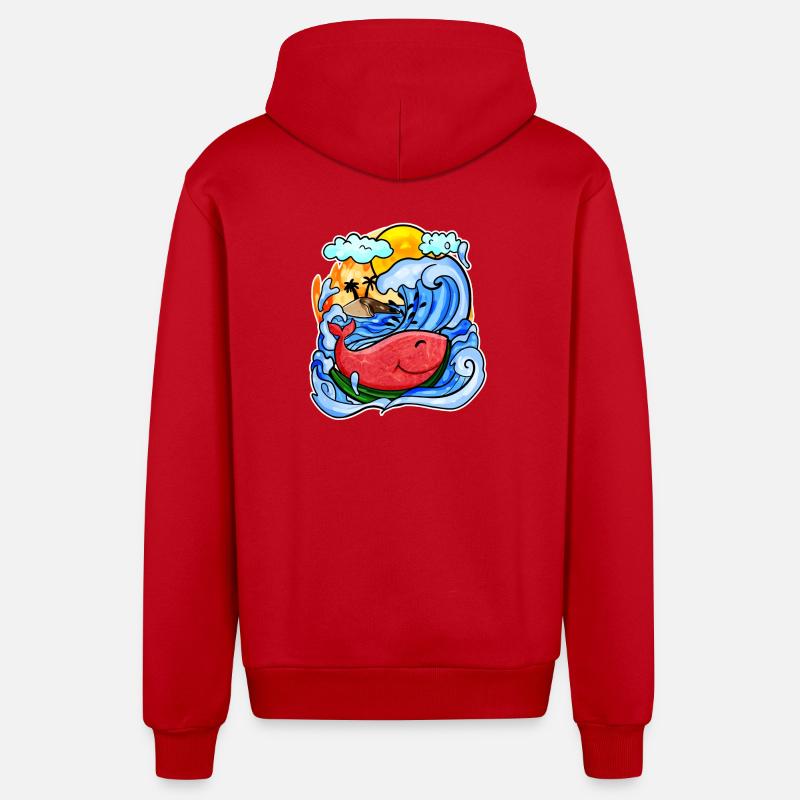 Baleine pastèque - Veste à capuche bio décontractée fabriquée en UE - rouge