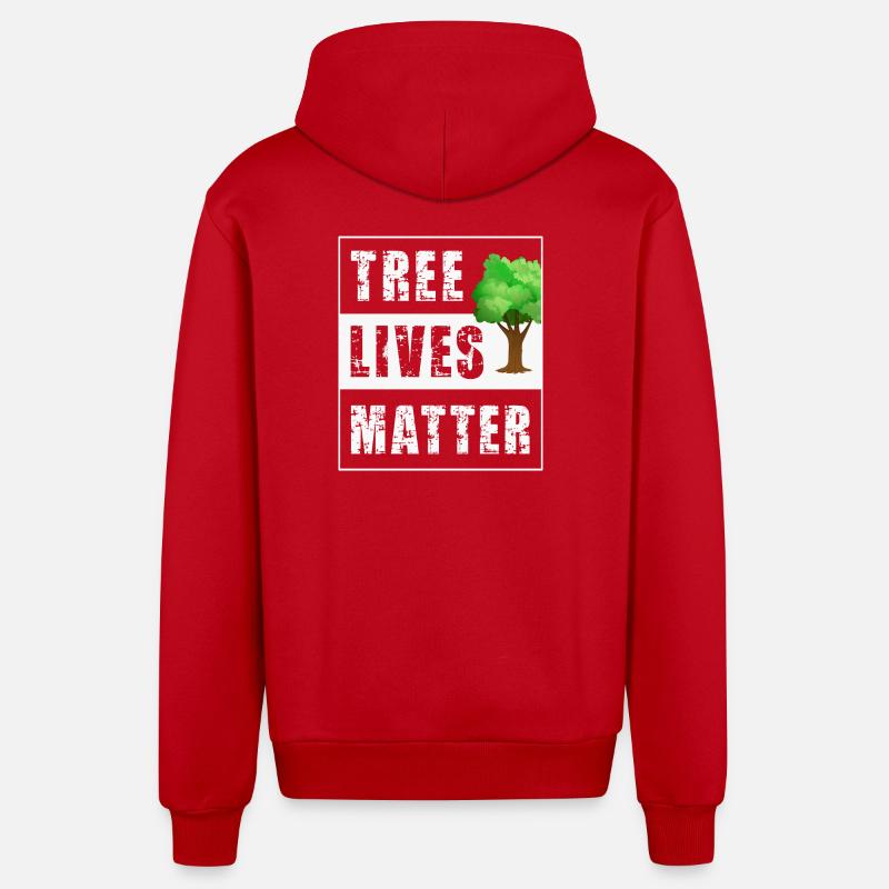 Tree Trees - Organic Relaxed Hooded Jacket Made in EU - red