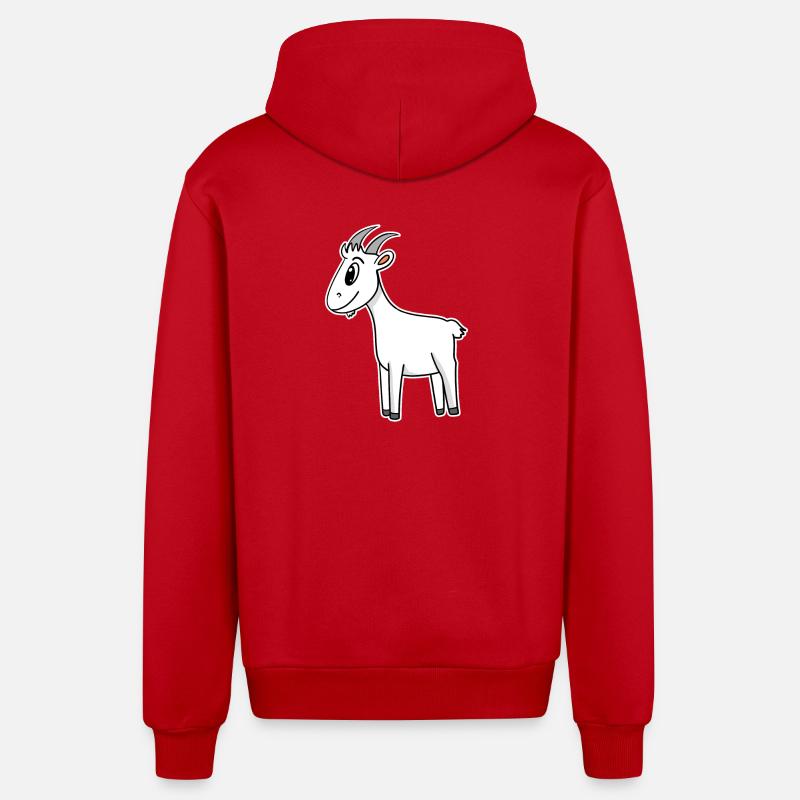 Ziege Ziegenbock Bock - Organic Relaxed Kapuzenjacke Made in EU - Rot