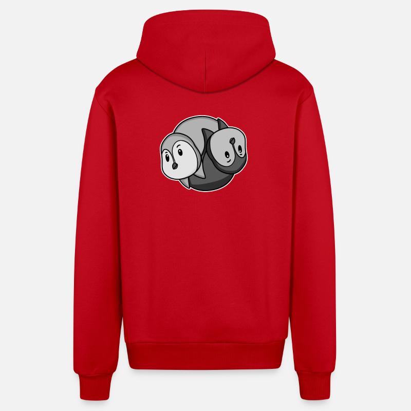 Pingouin Yin Yang Symbole - Veste à capuche bio décontractée fabriquée en UE - rouge