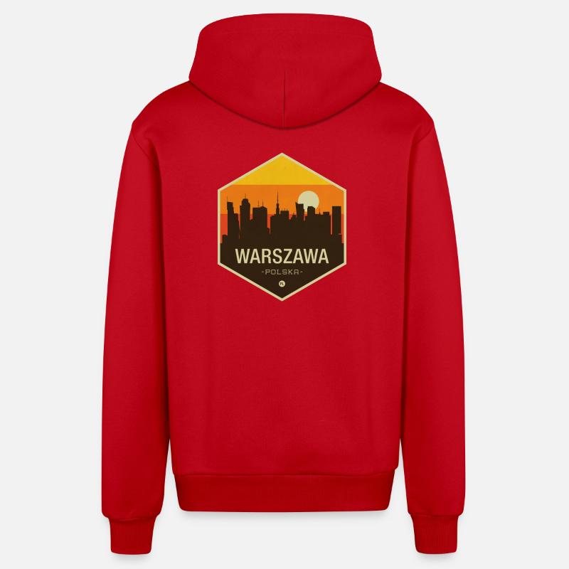 Horizon de Varsovie - Veste à capuche bio décontractée fabriquée en UE - rouge