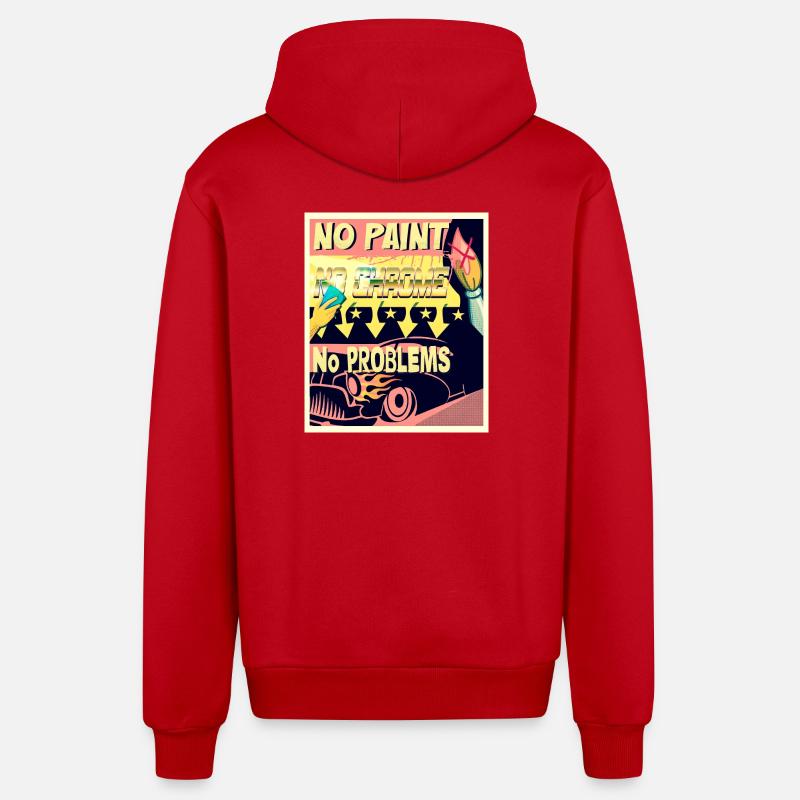NO PAINT, NO CHROME, NO PROBLEMS - Organic Relaxed Kapuzenjacke Made in EU - Rot