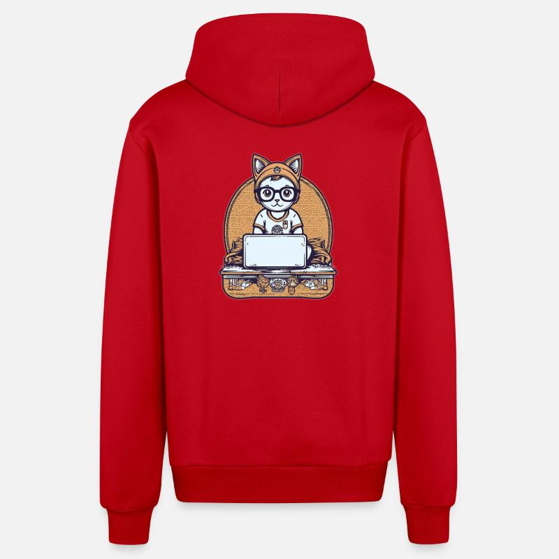 Chat technique au bureau - Veste à capuche bio décontractée fabriquée en UE - rouge