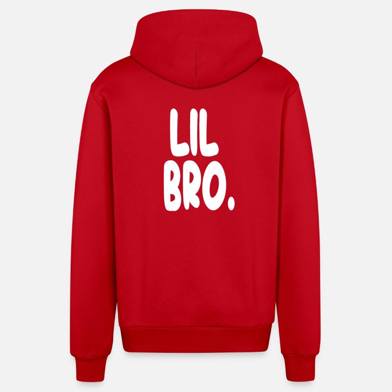 Lil Bro Statement Tee - Organic Relaxed Hooded Jacket Made in EU - red