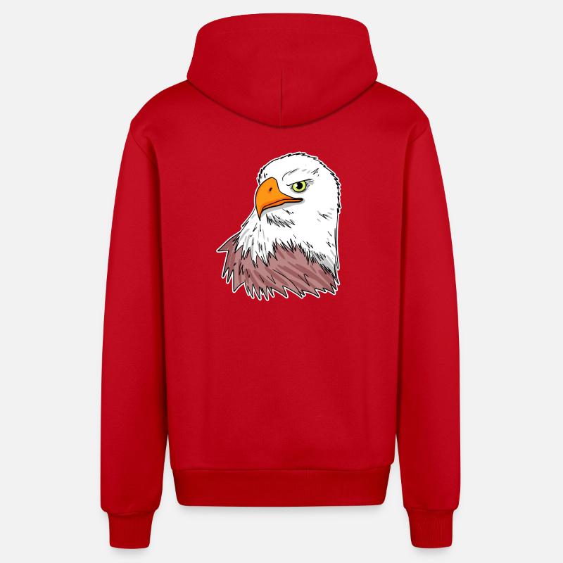 Oiseau aigle - Veste à capuche bio décontractée fabriquée en UE - rouge