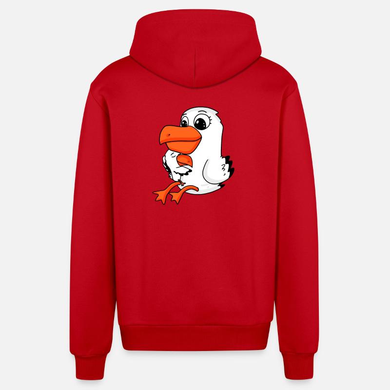 Famille de mouettes - mouette avec bébé - Veste à capuche bio décontractée fabriquée en UE - rouge