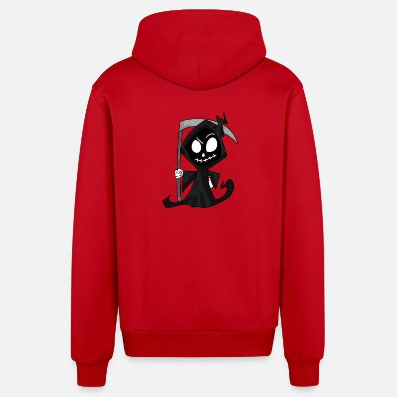 Faucheuse avec faux - Halloween - Veste à capuche bio décontractée fabriquée en UE - rouge
