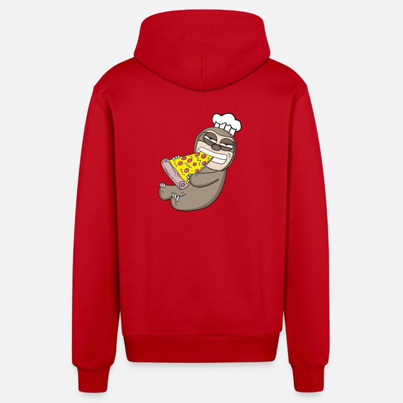 Gourmet Sloth Pizza - Veste à capuche bio décontractée fabriquée en UE - rouge